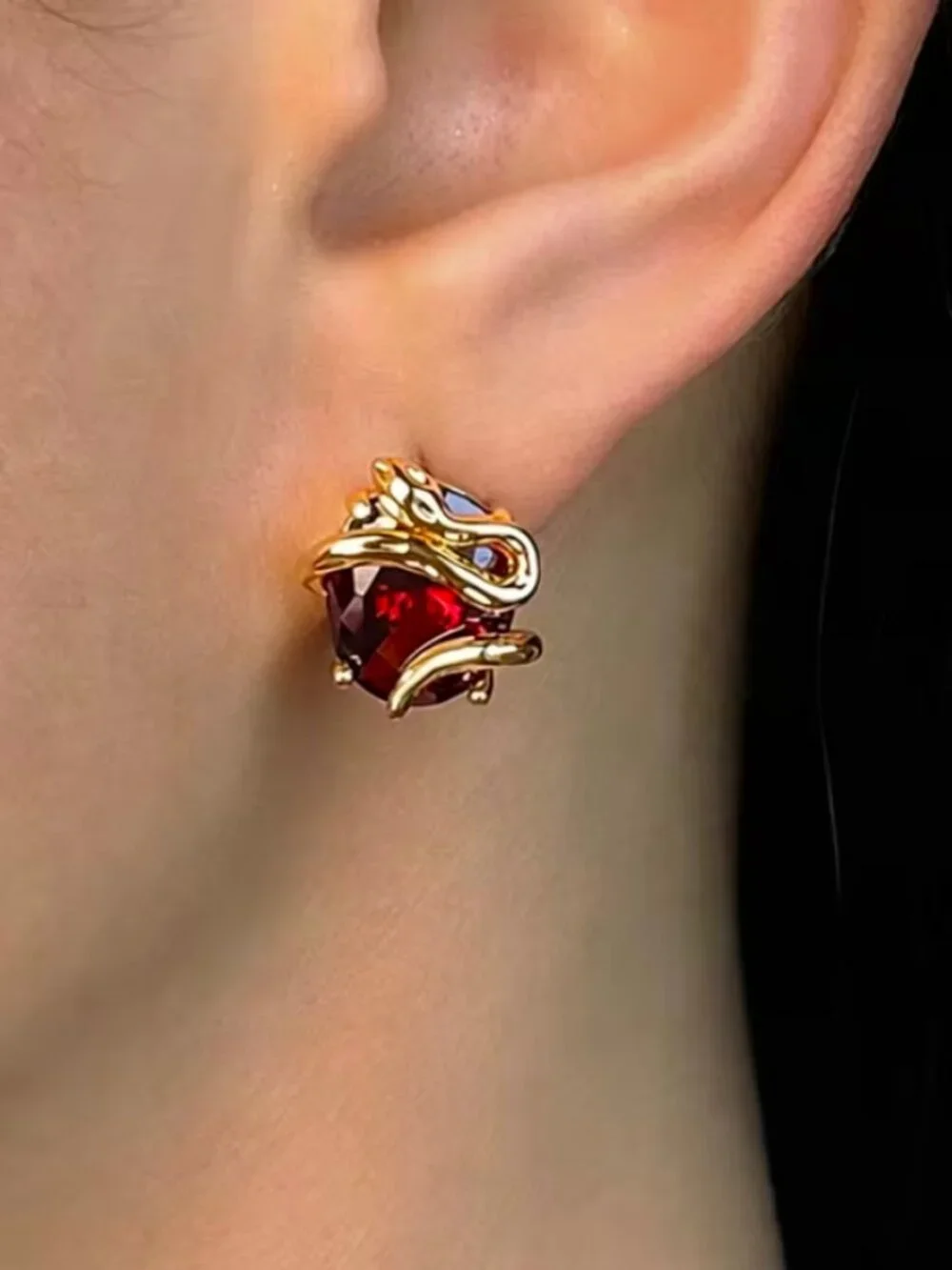 14K Gold Womens 2ct Red Ruby Gemstone Stud Earrings Ladies 14 K Silver Jewelry